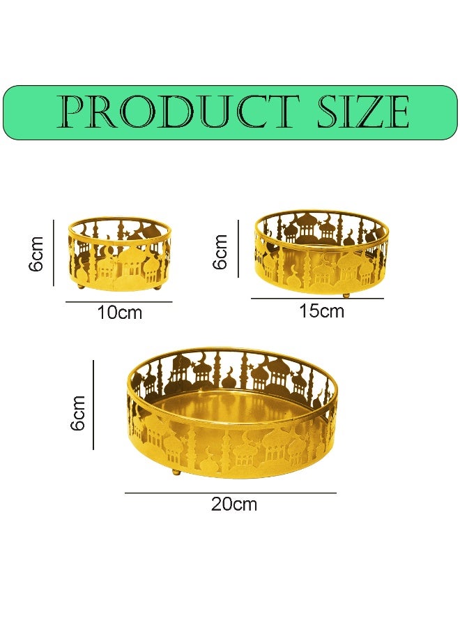 المنزل الذكي هوم سمارت طقم تقديم حلويات معدني لرمضان | يضفي طقم تقديم الحلويات المعدني هذا، المكون من 3 قطع والمستوحى من المساجد، لمسة أنيقة على ديكور رمضان في مكتبك أو منزلك. مثالي للاحتفال بعيد الفطر، أو رمضان، أو حفلات الزفاف. - Image 2